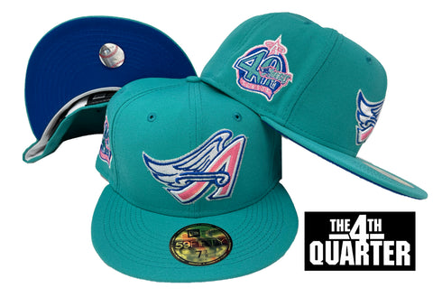 Anaheim Angels Fitted New Era 59Fifty Wings Logo 40th Season Teal Cap Hat BLUE UV