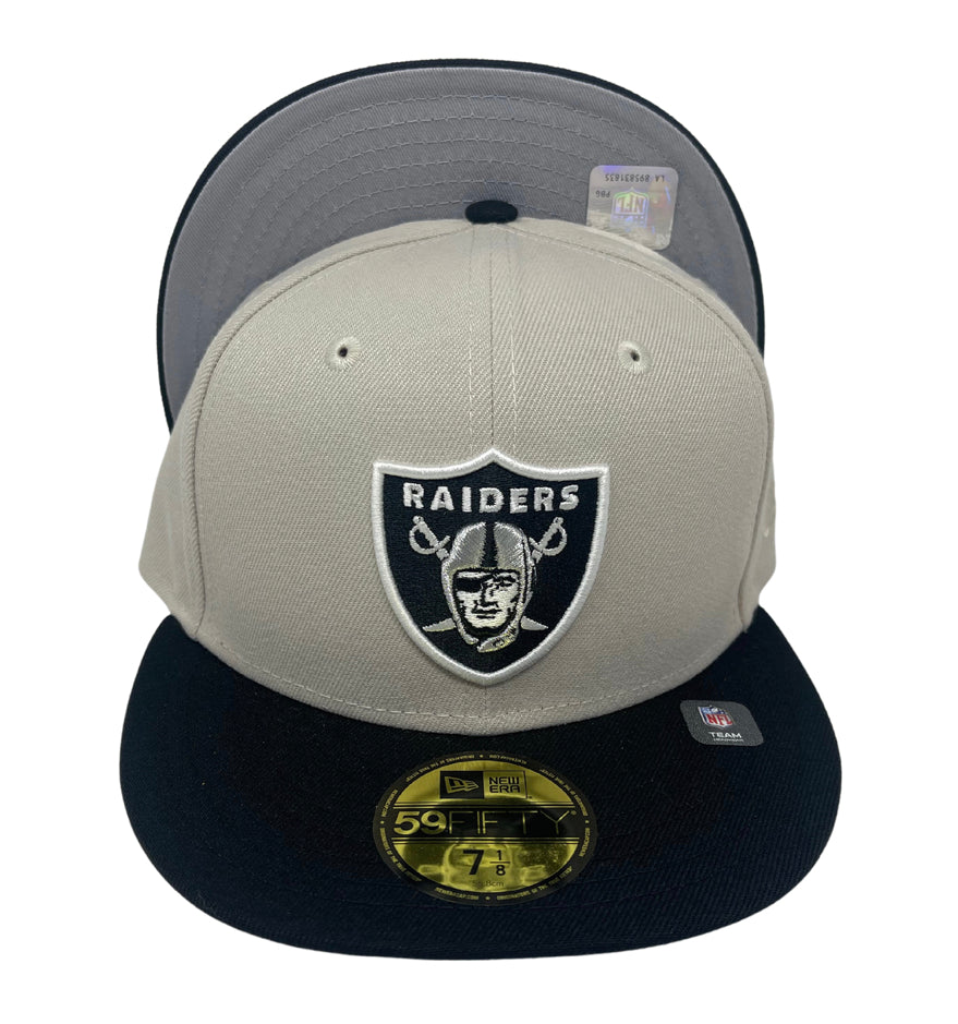 Las Vegas Raiders Fitted New Era 59FIFTY Super Bowl Champions World Class Cap Hat Cream Black