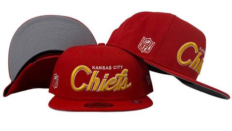Kansas City Chiefs Snapback New Era 9Fifty Script Red Hat Cap Grey UV