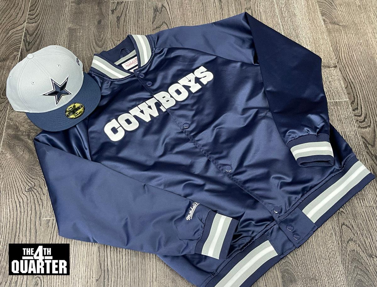 Dallas Cowboys Mens Jacket Mitchell & Ness Light Satin Blue