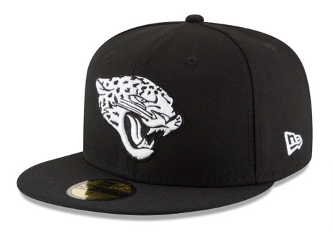 Jacksonville Jaguars Fitted New Era 59Fifty Black White Cap Hat