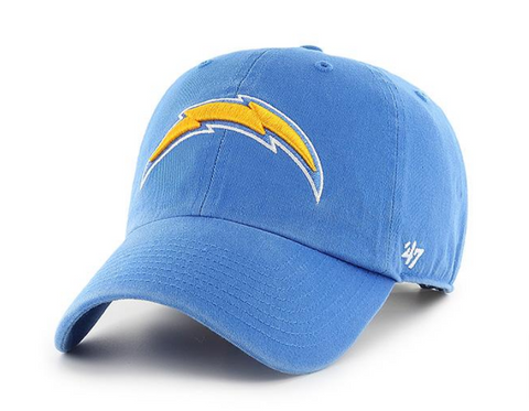 Los Angeles Chargers Strapback '47 Brand Clean Up Adjustable Cap Hat Sky Blue
