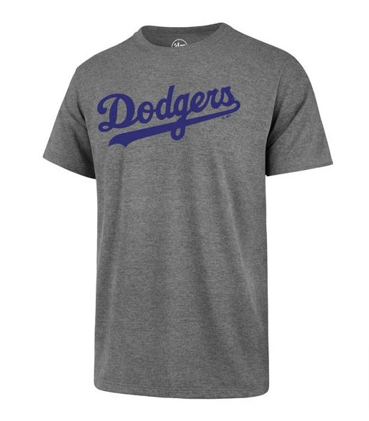 Los Angeles Dodgers Mens T-Shirt '47 Brand Wordmark Grey Tee – THE