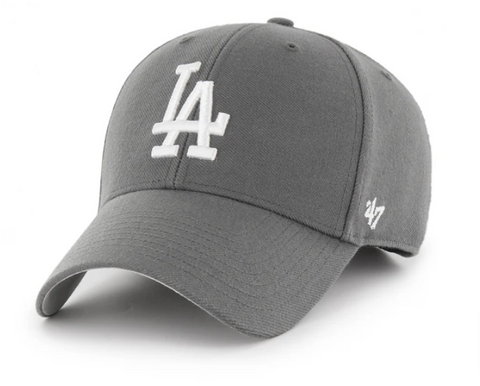Los Angeles Dodgers Adjustable '47 Brand MVP Cap Hat Velcro Charcoal Grey