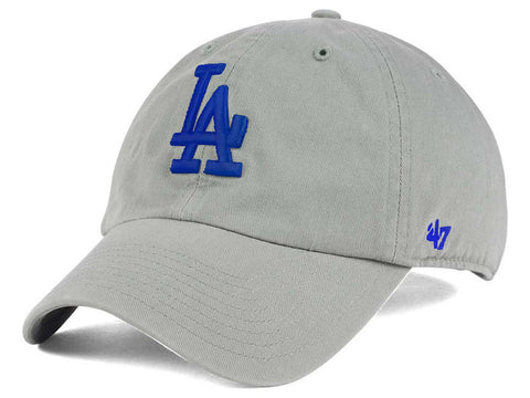 Los Angeles Dodgers Strapback '47 Brand Clean Up Adjustable Cap Hat Grey Blue Logo - THE 4TH QUARTER