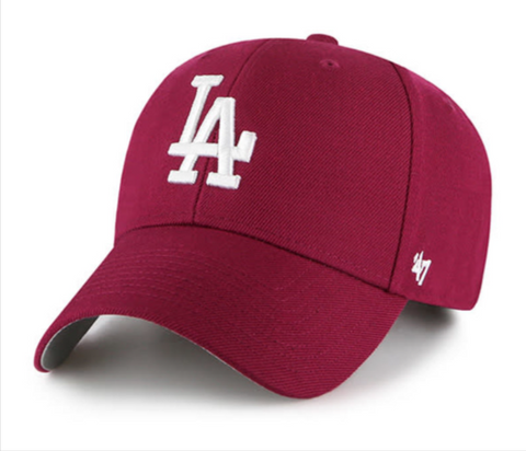 Los Angeles Dodgers Adjustable '47 Brand MVP Cap Hat Velcro Burgundy