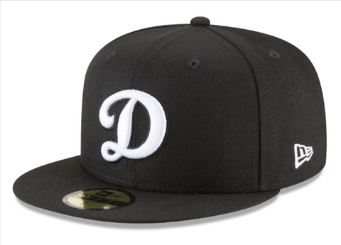 Los Angeles Dodgers Fitted New Era 59Fifty Big D Cap Hat Black White - THE 4TH QUARTER