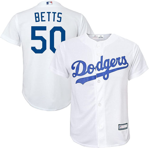 Los Angeles Dodgers Kids (4-7) Jersey #50 Mookie Betts Outerstuff Replica Cool Base Jersey White