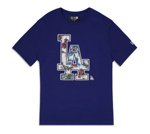 Los Angeles Dodgers Mens T-Shirt New Era Botanical Royal Blue Tee