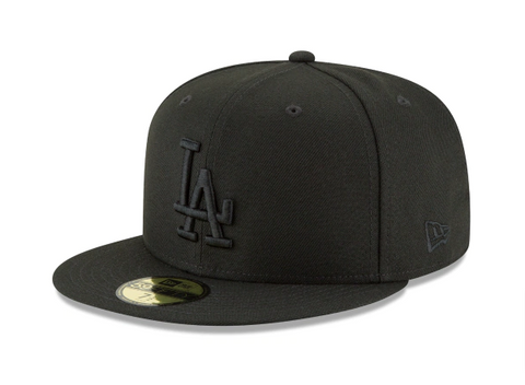 Los Angeles Dodgers Fitted New Era 59Fifty Black on Black Cap Hat - THE 4TH QUARTER