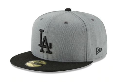 Los Angeles Dodgers Fitted New Era 59Fifty Basic Logo Cap Hat Storm Grey Black - THE 4TH QUARTER