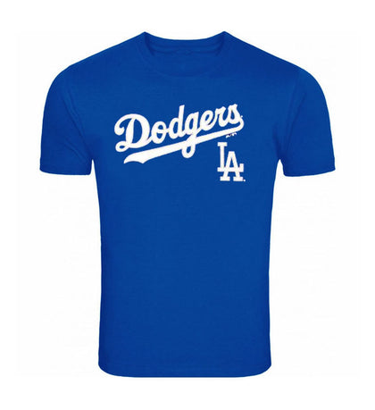 Los Angeles Dodgers Mens T-Shirt Jersey Stitch Logo Majestic White - THE 4TH QUARTER