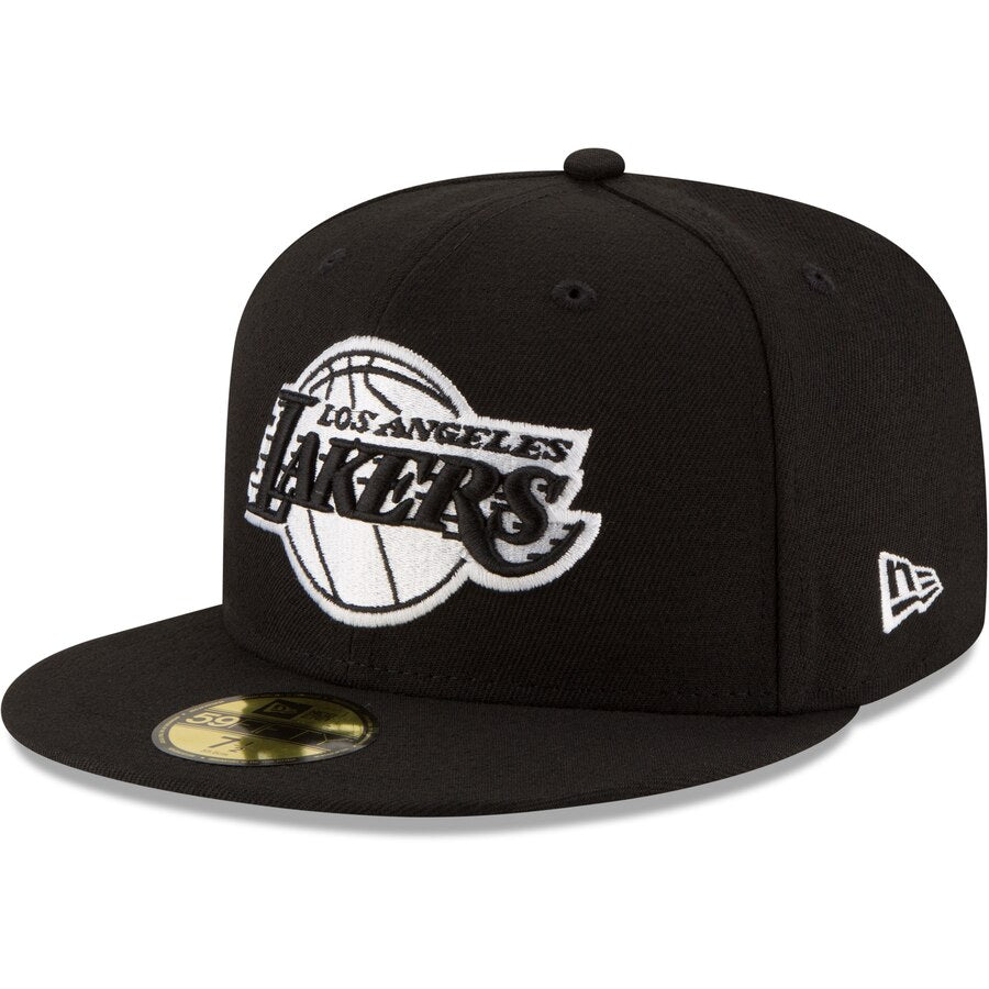 lakers black fitted hat