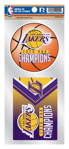 Los Angeles Lakers Decal 2020 NBA Finals Champions Double Up Die-Cut Sticker 2-Pack