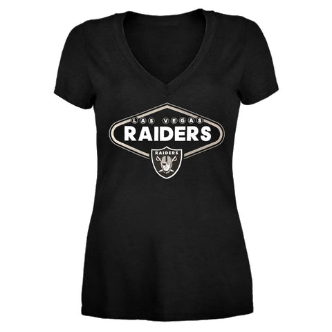 Las Vegas Raiders Womens Fanatics T-Shirt V-Neck 1st Down Black