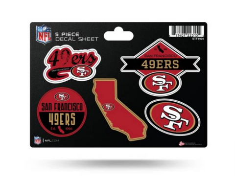 San Francisco 49ers Decal 5 Piece Sticker Sheet