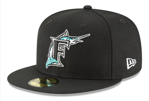 Florida Marlins Fitted New Era 59Fifty Cooperstown Collection Wool Black Cap Hat
