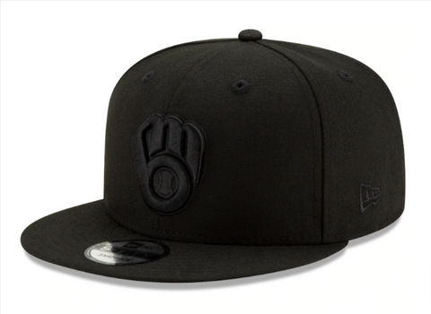 Milwaukee Brewers Snapback New Era 9Fifty Cap Hat Black on Black