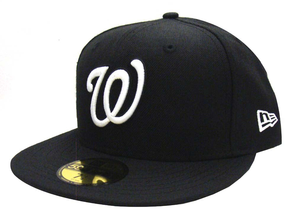 Washington Nationals New Era Basic 59FIFTY Fitted Hat Black, Size: 1/2