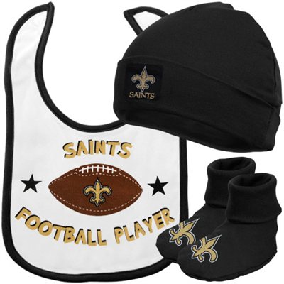 New Orleans Saints Infant 3pc Set Bib Cap & Booties 0-6 Months - THE 4TH QUARTER