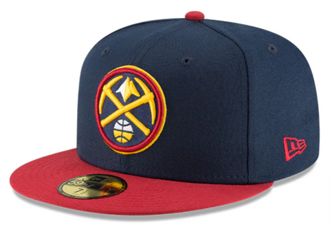 Denver Nuggets Fitted 59Fifty New Era Cap Hat 2 Tone Navy Burgundy