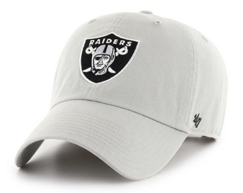 Raiders Strapback '47 Brand Clean Up Adjustable Cap Hat Grey