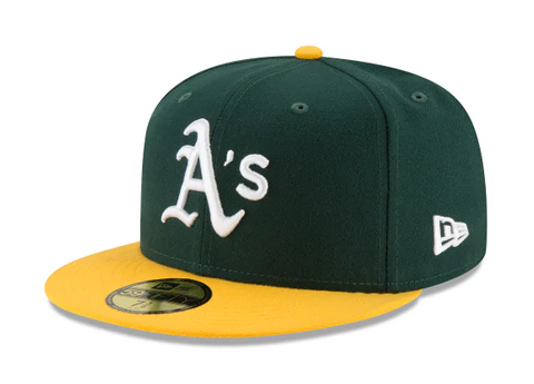 Oakland Athletics Fitted New Era 59FIFTY On Field Green Yellow Hat - THE 4TH QUARTER