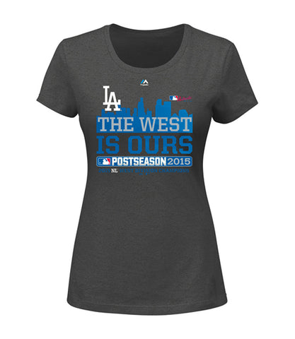 Los Angeles Dodgers Womens T-Shirt 2015 NL West Division Champions Charcoal - THE 4TH QUARTER