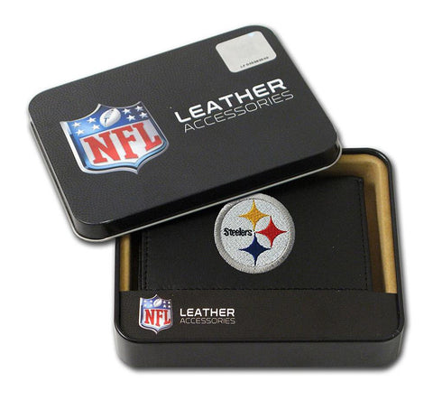 Pittsburgh Steelers Mens Embroidered Leather Bi-fold Wallet - THE 4TH QUARTER