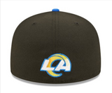 Los Angeles Rams Fitted New Era 59Fifty 2022 Draft Black Blue Cap Hat