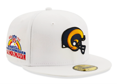 Los Angeles Rams Fitted New Era 59Fifty 1990 Pro Bowl White Cap Hat Navy UV