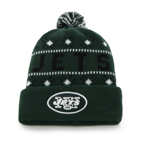 New York Jets Tip Off Pom Top Cuff Knit Hat Beanie - THE 4TH QUARTER