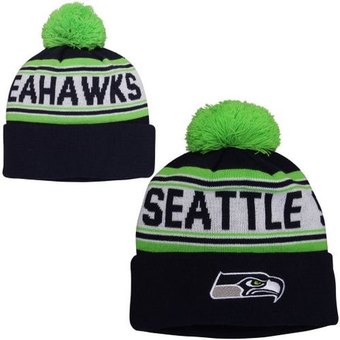 Seattle Seahawks Youth (8-20) Kids Pom Cuff Knit Hat - THE 4TH QUARTER