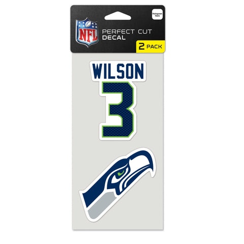 Seattle Seahawks 4x4 Perfect Cut Decal 2 Pack #3 Wilson