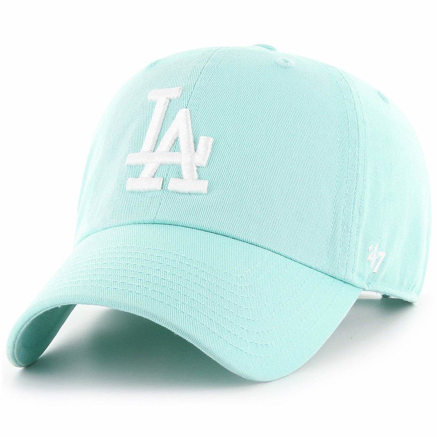 Los Angeles Dodgers Strapback '47 Brand Clean Up Adjustable Cap Hat Tiffany  Blue white logo