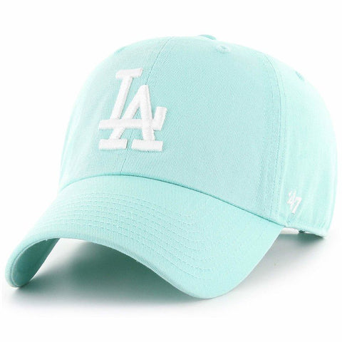 Los Angeles Dodgers Strapback '47 Brand Clean Up Adjustable Cap Hat Tiffany Blue white logo