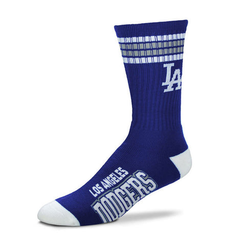 Los Angeles Dodgers Mens Socks (Large) 4-Stripe Deuce Blue White - THE 4TH QUARTER