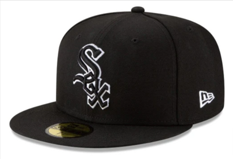 Chicago White Sox Fitted New Era 59Fifty Black Logo White Outline Cap Hat - THE 4TH QUARTER