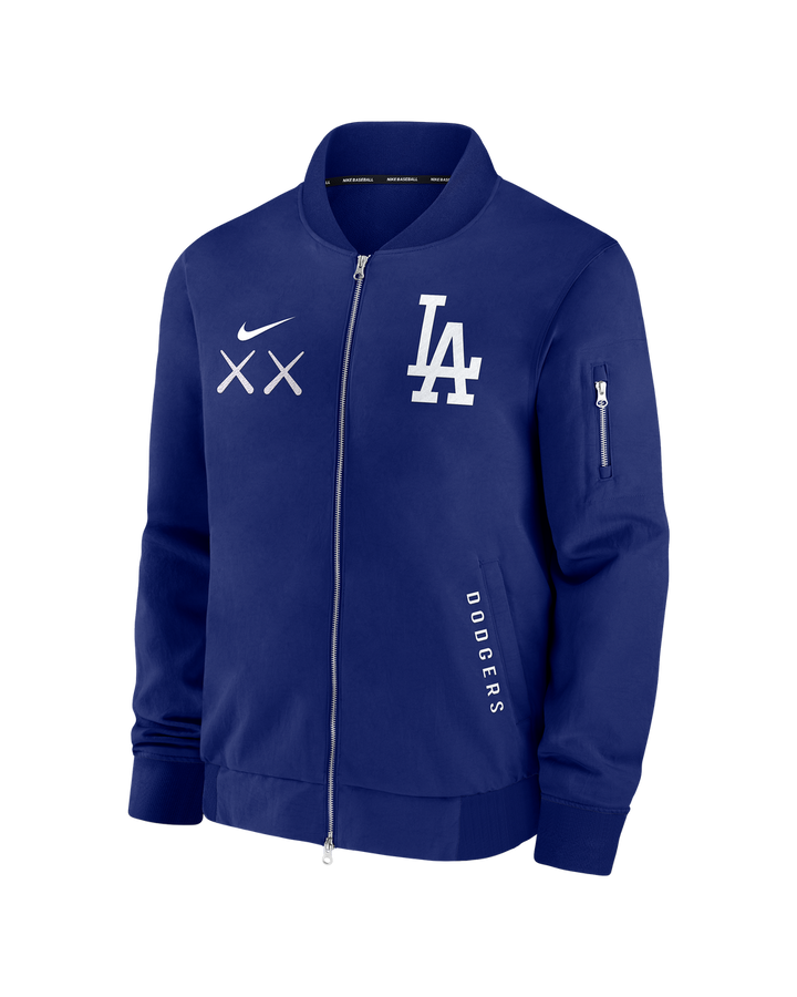 Los Angeles Dodgers KAWS Authentic Collection Dugout Full-Zip Bomber Jacket Royal Blue