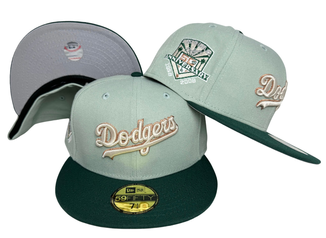 Los Angeles Dodgers Fitted New Era 59Fifty 50th Anniv. Everest Green Hat. Grey UV - THE 4TH QUARTER