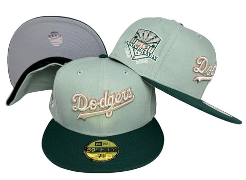 Los Angeles Dodgers Fitted New Era 59Fifty 50th Anniv. Everest Green Hat. Grey UV