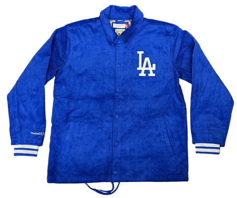 Los Angeles Dodgers Mens Jacket Mitchell & Ness Off the Bus Corduroy Coaches Full-Snap