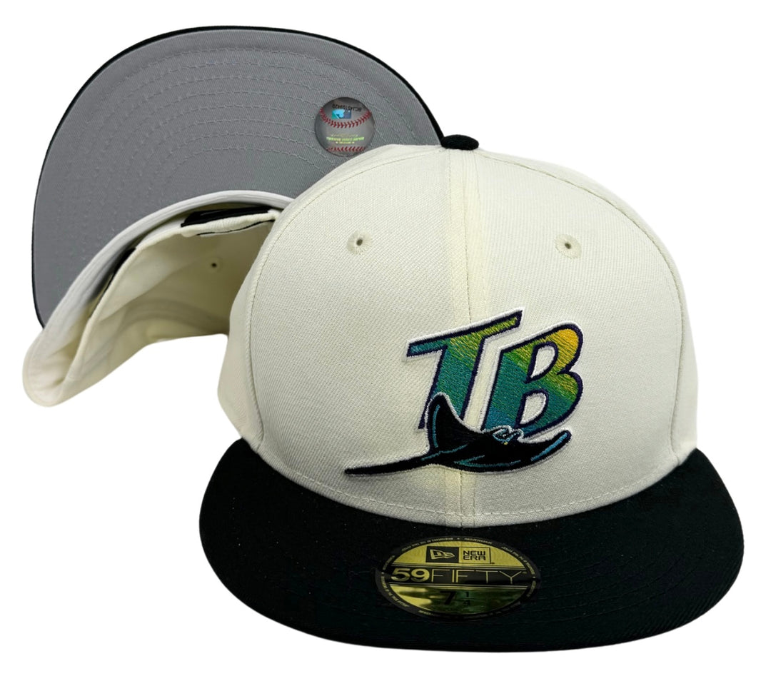Tampa Bay Rays Fitted 59Fifty New Era Chrome Black Cap Hat Grey UV - THE 4TH QUARTER