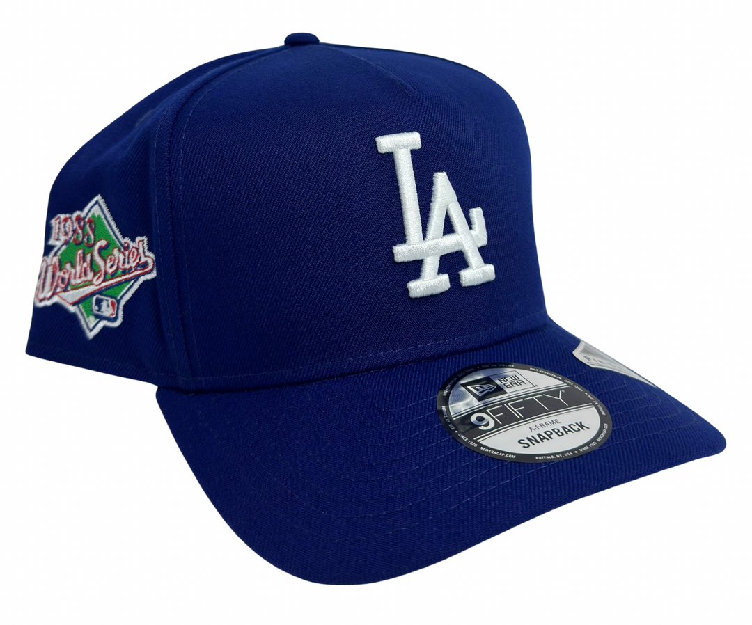 Los Angeles Dodgers Youth Snapback 9Fifty New Era A-Frame 1988 World Series Blue Hat Cap Grey UV - THE 4TH QUARTER