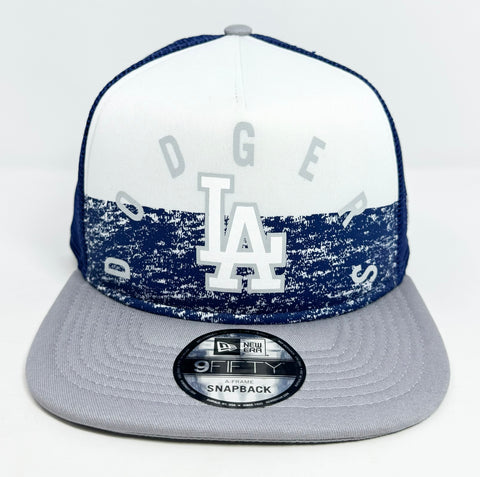 Los Angeles Dodgers Snapback New Era 9Fifty A-Frame Game Day Blue Grey Trucker Mesh Cap Hat