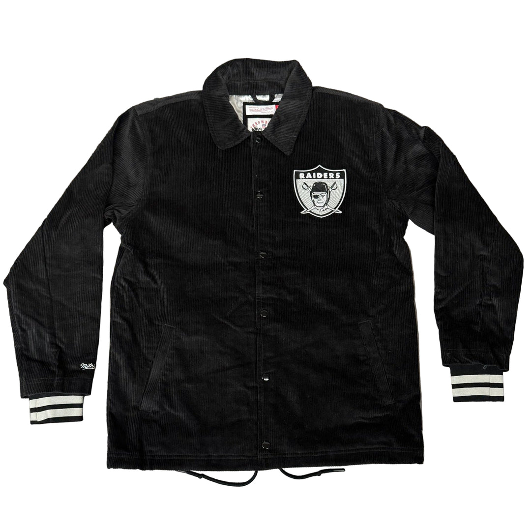 Raiders Mens Jacket Mitchell &amp; Ness Off the Bus Corduroy Coaches Full-Snap - THE 4TH QUARTER