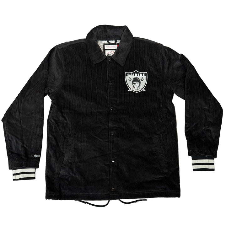 Raiders Mens Jacket Mitchell &amp; Ness Off the Bus Corduroy Coaches Full-Snap - THE 4TH QUARTER