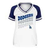 Los Angeles Dodgers Womens New Era Stripes V-Neck 2 Tone Tee