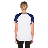 Los Angeles Dodgers Womens New Era Stripes V-Neck 2 Tone Tee