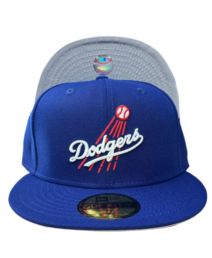 Los Angeles Dodgers Fitted New Era 59Fifty Fly Ball Blue Cap Hat Grey UV - THE 4TH QUARTER